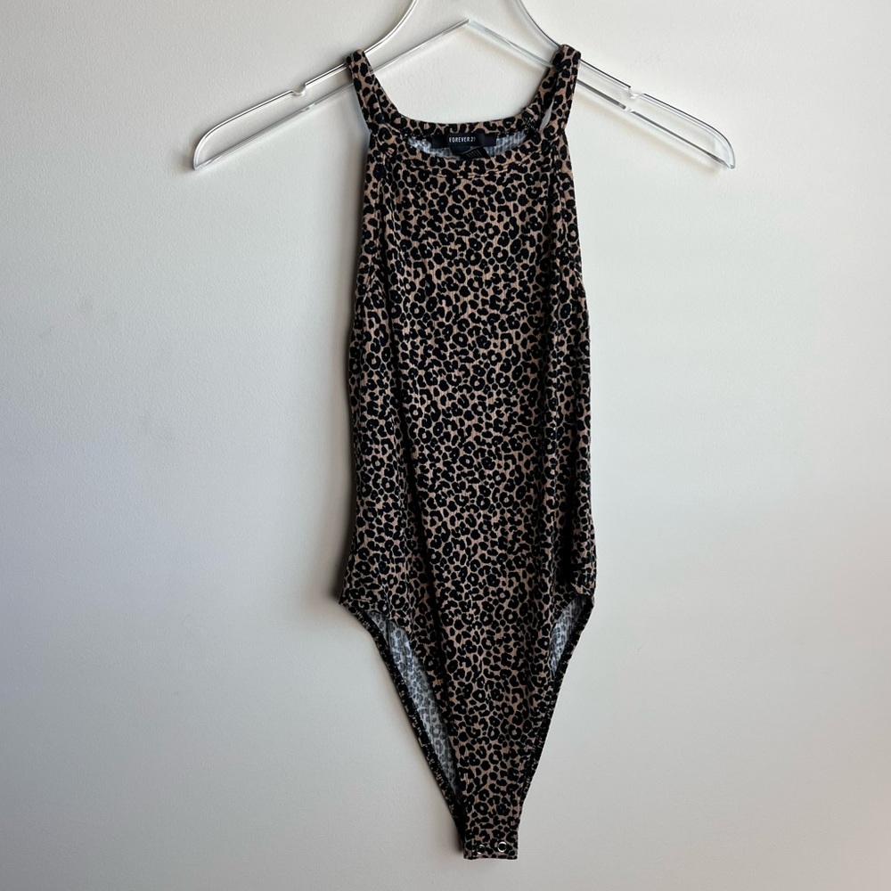 Forever 21 High Neck Animal Print Bodysuit Small ✨